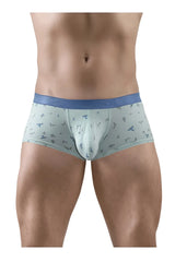 Light blue ergoWear ew1778 slk se trunks with subtle bird pattern and solid blue waistband for comfortable support