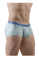 Light blue ErgoWear EW1778 SLK SE trunks with dark blue whale pattern and solid blue elastic waistband