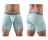 Light blue ergoWear ew1779 slk se boxer briefs with dark blue bird pattern and matching solid blue waistband