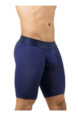 Navy blue ergowear ew1781 max bold men’s boxer briefs with satin waistband embossed with she brand name