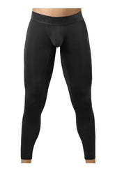 Black ErgoWear ew1784 max bold compression leggings with a subtle logo on the waistband for athletic use