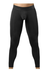 Black ErgoWear ew1784 max bold compression leggings with a subtle logo on the waistband for athletic use