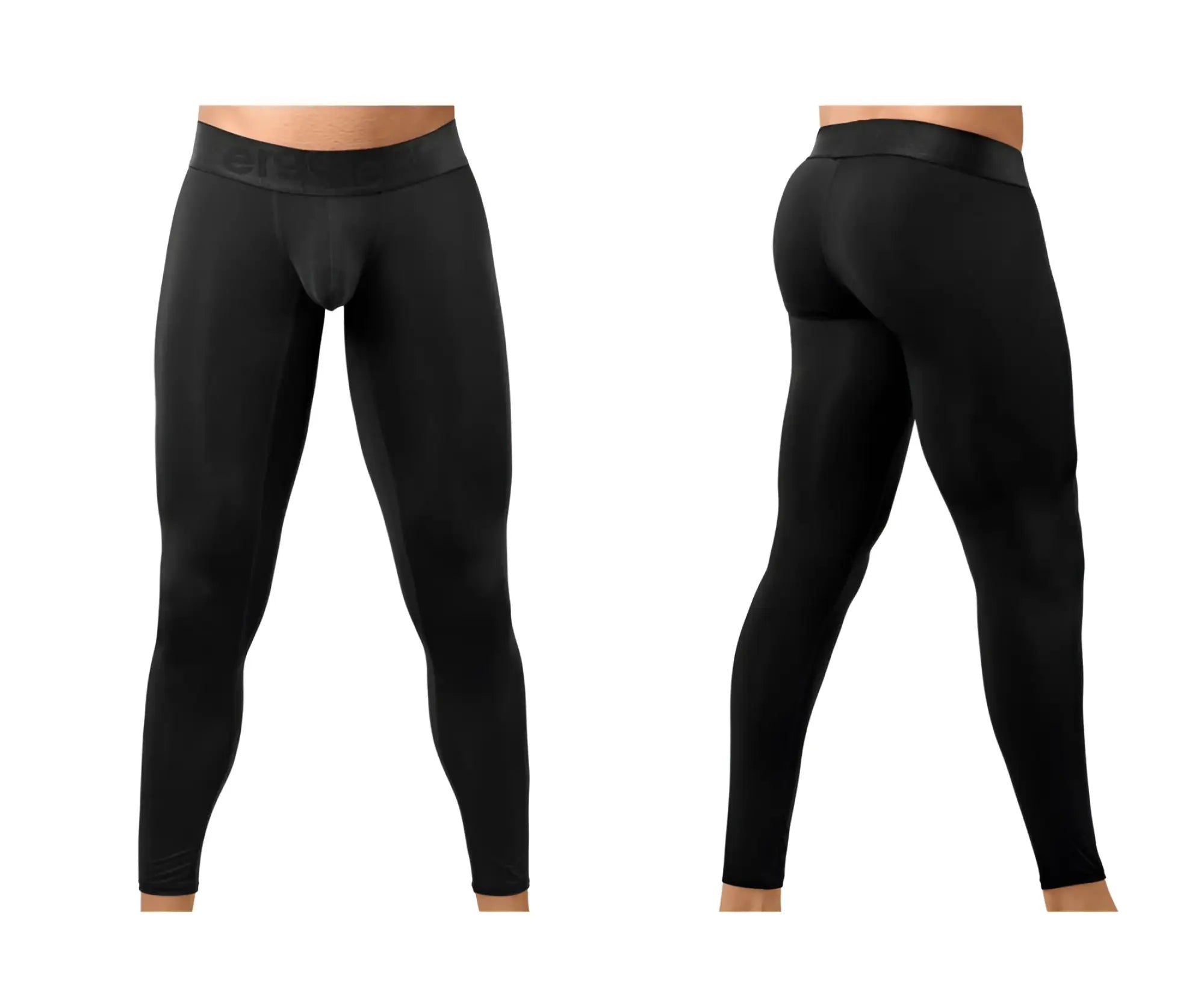 Black ErgoWear EW1784 MAX BOLD compression tights with smooth stretchy fabric and subtle waistband logo