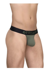 Olive green ergonomic briefs with black ergo wear waistband for comfortable activewear use in max flow g-string design