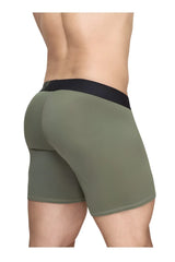 Olive green textured men’s boxer briefs with black elastic waistband ergoWear ew1788 max flow for comfort and support