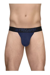 ErgoWear ew1789 max flow g-string in navy blue ergonomic briefs with black waistband and dark gray logo lettering