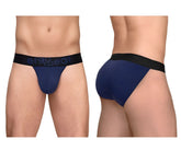 Navy blue ergonomic briefs with black waistband featuring ergo real logo from ergowear ew1790 max flow bikini line