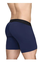 Navy blue ergowear ew1792 max flow boxer briefs with black elastic waistband designed for athletic comfort