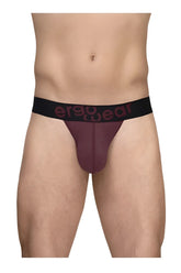 ErgoWear ew1793 max flow g-string in burgundy maroon with ergonomic fit and black waistband featuring ergo wear logo