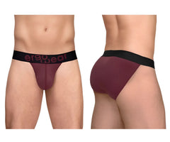 Ergowear ew1794 max flow bikini briefs in maroon with a black waistband and maroon logo for ergonomic support