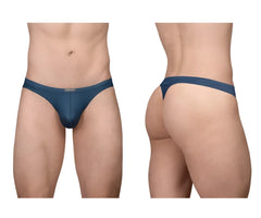 Navy blue mesh thong with narrow waistband and minimal coverage by ErgoWear EW1797 X4D SE in sea blue color