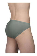 Olive green ergo wear ew1802 x4d se bikini briefs with smooth stretchy fabric and snug fit shown from the back