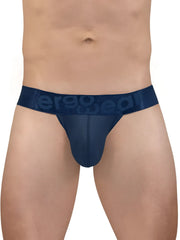 Navy blue ergo wear ew1812 max bold se g-string briefs with ergonomic design and textured logo waistband visible from back side