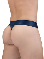 Navy blue satin thong with glossy finish and embossed waistband detailing from ErgoWear EW1812 MAX BOLD SE G-String