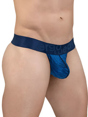 Ergo wear ew1816 max bold se g-string mid blue men’s briefs with blue pattern and navy waistband logo er90wear