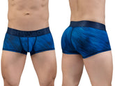 ErgoWear ew1818 max bold se men’s boxer briefs in mid blue with blue pattern and textured waistband