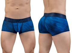 ErgoWear ew1818 max bold se men’s boxer briefs in mid blue with blue pattern and textured waistband