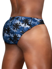 Blue tropical palm tree patterned ErgoWear EW1824 FEEL SW swim bikini in dark blue for beachwear and swimming