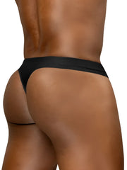Black ErgoWear EW1830 X4D SW swim thong with a smooth stretchy fabric waistband showing the back side