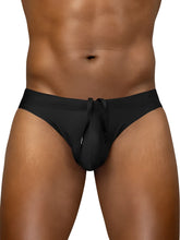 Black ErgoWear EW1830 X4D SW swim thongs with drawstring waistband and contoured design for comfortable swimwear