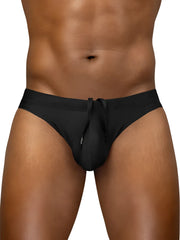 Black ErgoWear EW1830 X4D SW swim thongs with drawstring waistband and contoured design for comfortable swimwear