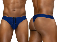 Blue athletic briefs with black drawstring ergoWear EW1832 X4D SW swim thongs in blue indigo for swimwear use