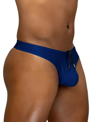 Navy blue ergowear ew1832 x4d sw men’s thong with black drawstring and subtle brand logo on the side