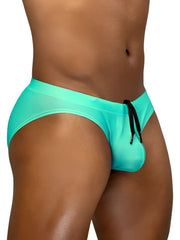 Turquoise mesh ergo wear ew1837 x4d sw swim bikini with black drawstring in aqua color for swimming use