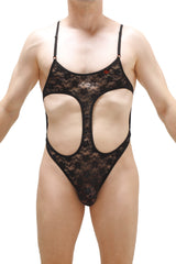 Bodythong Campsat Dentelle Noir