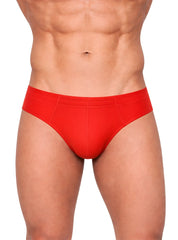 Red essential cotton brief with smooth form-fitting design for comfortable everyday wear