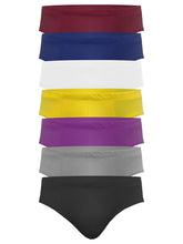 Seven pairs of seamless everyday color contour basic briefs in maroon navy blue white yellow purple gray and black