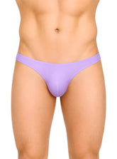 Fizx full coverage men’s bikini thong in sleek lavender made of smooth stretchy fabric shown from the back side