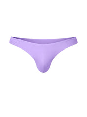 A sleek solid lavender fizx full coverage men’s bikini thong made of smooth stretchy fabric with a minimalist design