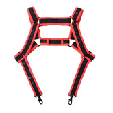 Red and black reflective Fizx harness with adjustable straps and metal hooks for safety and secure fit