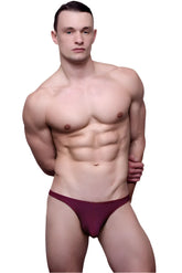 Maroon fizx sleekline rayon thong with plus pouch showing the back side designed for athletic support