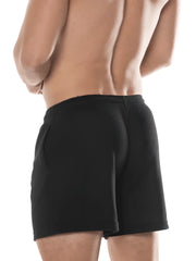Black fk sport swinger shorts with ribbed waistband and side pockets for athletic use