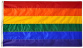 Pride flag with six horizontal stripes in red orange yellow green blue and violet for LGBTQ support and celebration