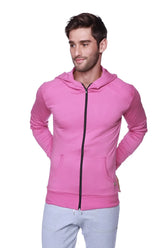 Form-fit crossover yoga track performance hoodie berry in vibrant pink with black zipper and front pockets for active wear