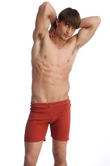 Fusion yoga short cinnabar red snug athletic shorts with elastic waistband ideal for active wear
