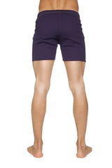 Fusion yoga short eggplant navy blue cotton shorts with elastic waistband and straight cut design