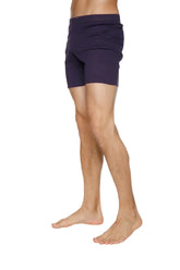 Navy blue cotton fusion yoga shorts with a simple tailored fit perfect for active wear