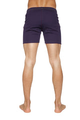 Fusion yoga short eggplant navy blue cotton shorts with elastic waistband and straight cut design