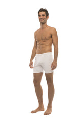 White fusion yoga short briefs with smooth form-fitting design for comfortable activewear