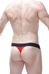 Orange lace g-string aubiat with black waistband featuring delicate lace design for stylish lingerie wear
