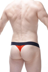 Orange lace g-string aubiat with black waistband featuring delicate lace design for stylish lingerie wear