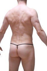Black thong g-string cocksak boudoir with thin minimalist design shown from the back side
