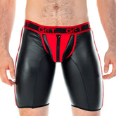 Black and red faux leather briefs with front zipper and get branded waistband gigo 2 fetiche red zipper trunk long