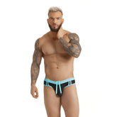 Gigo Active black and light blue swim brief with drawstring waistband designed for athletic use