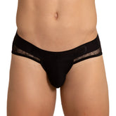 Black lace-trimmed gigo Amazonia brief in smooth form-fitting fabric for comfortable everyday wear