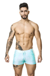 Light blue sleek Gigo BASIC BLUE swim trunks with drawstring waistband designed for comfortable swimming size M